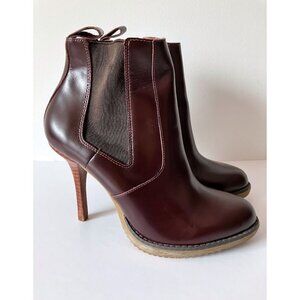 Dr. Martens Roni Chelsea Heeled Leather Boot Wine Brown Size US 8 / EU 39
